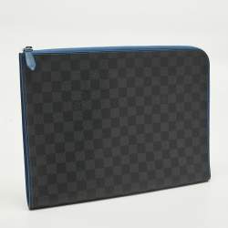 Pre Owned Louis Vuitton Pochette Jour GM Blue Damier Graphite Canvas Pouch