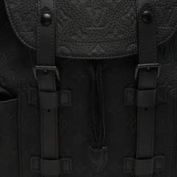 Pre Owned حقيبة ظهر لويس فيتون كريستوفر بي إم جلد إمبريانت أسود