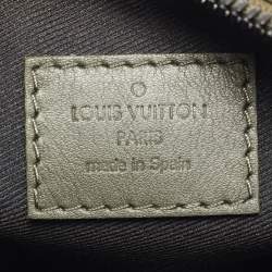 مملوكة مسبقًا حقيبة ماسنجر مزدوجة مسطحة لوي فيتون شادو مونوغرام جلد أخضر جيشي/أسود