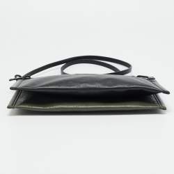 مملوكة مسبقًا حقيبة ماسنجر مزدوجة مسطحة لوي فيتون شادو مونوغرام جلد أخضر جيشي/أسود