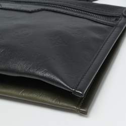 مملوكة مسبقًا حقيبة ماسنجر مزدوجة مسطحة لوي فيتون شادو مونوغرام جلد أخضر جيشي/أسود