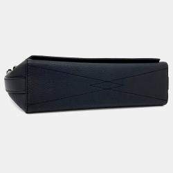 Pre Owned Louis Vuitton Black Leather Aerogram Messenger Bag