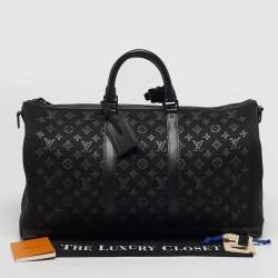 Pre Owned Louis Vuitton Light Up Keepall Bandouliere 50 Black Monogram Jacquard Duffel Bag