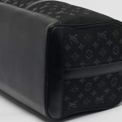 Pre Owned Louis Vuitton Light Up Keepall Bandouliere 50 Black Monogram Jacquard Duffel Bag