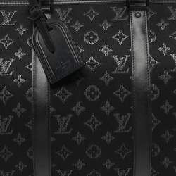Pre Owned Louis Vuitton Light Up Keepall Bandouliere 50 Black Monogram Jacquard Duffel Bag