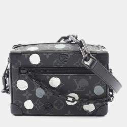 Pre Owned Louis Vuitton Lv X Yk Mini Soft Trunk Monogram Eclipse Shoulder Bag In Coated Canvas And Leather Black