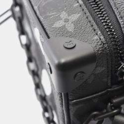 Pre Owned Louis Vuitton Lv X Yk Mini Soft Trunk Monogram Eclipse Shoulder Bag In Coated Canvas And Leather Black