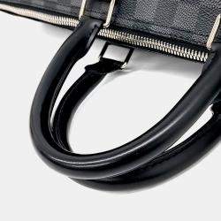 Pre Owned Louis Vuitton Black Leather and PVC Graphite Bandouliere Keepall 45