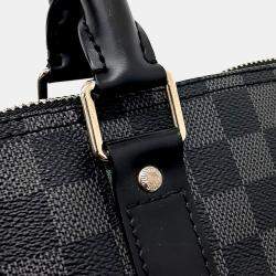 Pre Owned Louis Vuitton Black Leather and PVC Graphite Bandouliere Keepall 45