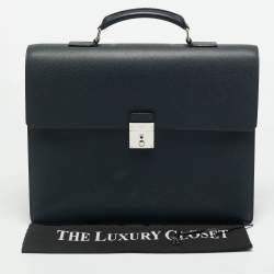 Pre Owned Louis Vuitton Robusto 3 Navy Blue Taiga Leather Briefcase