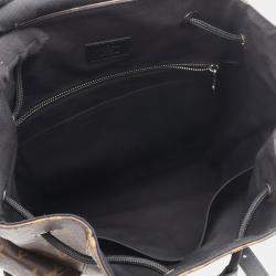 Pre Owned Louis Vuitton Christopher Mm Backpack Coated Canvas And Leather Monogram Macassar Brown Black