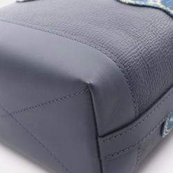 Pre Owned Louis Vuitton Cruiser Lv Squared Handbag Denim And Taurillon Leather Navy