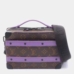 Pre Owned Louis Vuitton Soft Trunk Handbag With Handle Coated Canvas And Leather Monogram Macassar Brown Purple