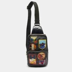 Pre Owned Louis Vuitton Avenue Alps Patches Damier Graphite Canvas and Leather Sling Bag