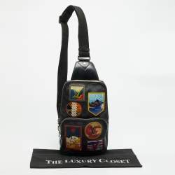 Pre Owned Louis Vuitton Avenue Alps Patches Damier Graphite Canvas and Leather Sling Bag