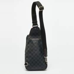 Pre Owned Louis Vuitton Avenue Alps Patches Damier Graphite Canvas and Leather Sling Bag