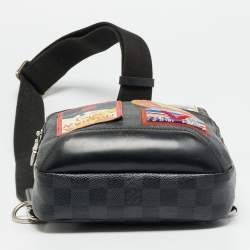 Pre Owned Louis Vuitton Avenue Alps Patches Damier Graphite Canvas and Leather Sling Bag