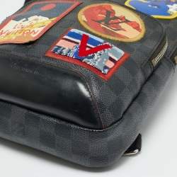 Pre Owned Louis Vuitton Avenue Alps Patches Damier Graphite Canvas and Leather Sling Bag