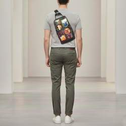 Pre Owned Louis Vuitton Avenue Alps Patches Damier Graphite Canvas and Leather Sling Bag