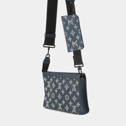 Pre Owned Louis Vuitton Gaston Wearable Wallet Navy Monogram Shadow