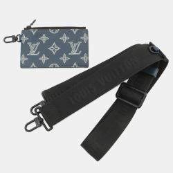 Pre Owned Louis Vuitton Gaston Wearable Wallet Navy Monogram Shadow