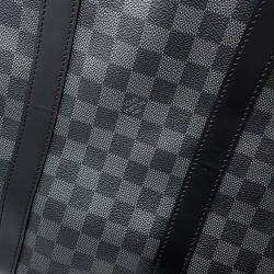 Pre Owned Louis Vuitton Keepall Bandouliere Noir Damier Graphite Size 55