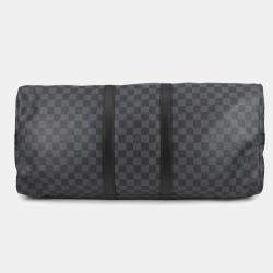 Pre Owned Louis Vuitton Keepall Bandouliere Noir Damier Graphite Size 55