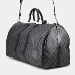 Pre Owned Louis Vuitton Keepall Bandouliere Noir Damier Graphite Size 55