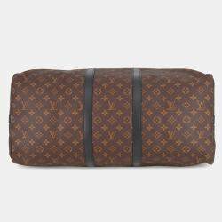 Pre Owned Louis Vuitton Keepall Bandouliere Bordeaux/Noir Monogram Macassar Canvas Size 55