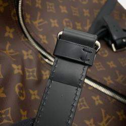 Pre Owned Louis Vuitton Keepall Bandouliere Bordeaux/Noir Monogram Macassar Canvas Size 55