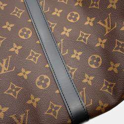 Pre Owned Louis Vuitton Keepall Bandouliere Bordeaux/Noir Monogram Macassar Canvas Size 55
