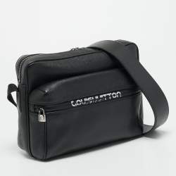 Pre Owned حقيبة لوي فيتون ماسنجر شعار خارجي جلد تايجا أسود PM