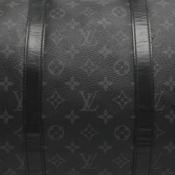 Pre Owned Louis Vuitton Keepall Bandoulière 55 Monogram Eclipse Canvas Bag