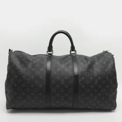 Pre Owned Louis Vuitton Keepall Bandoulière 55 Monogram Eclipse Canvas Bag