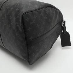 Pre Owned Louis Vuitton Keepall Bandoulière 55 Monogram Eclipse Canvas Bag