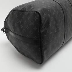 Pre Owned Louis Vuitton Keepall Bandoulière 55 Monogram Eclipse Canvas Bag