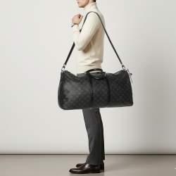 Pre Owned Louis Vuitton Keepall Bandoulière 55 Monogram Eclipse Canvas Bag