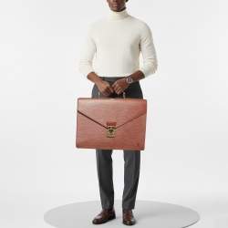 Pre Owned Louis Vuitton Serviette Conseiller Cipango Gold Epi Leather Briefcase Bag