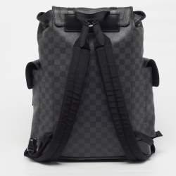 مملوكة مسبقًا Louis Vuitton Christopher MM Black Damier Graphite Canvas Backpack