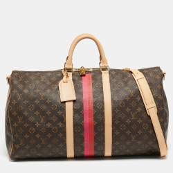 Pre Owned Louis Vuitton Keepall Bandouliere 55 Monogram Canvas Striped Bag
