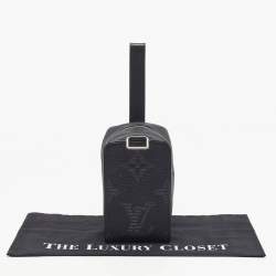 Pre Owned Louis Vuitton Black Monogram Shadow Leather Wash Bag