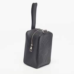 Pre Owned Louis Vuitton Black Monogram Shadow Leather Wash Bag