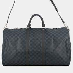 Pre Owned Louis Vuitton Keepall Bandouliere Noir/Cobalt Damier Cobalt Canvas Size 55
