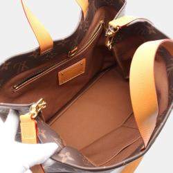 Pre Owned Louis Vuitton Shopper Tote Mm Bag Leather Monogram Brown