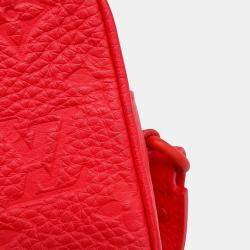 Pre Owned Louis Vuitton Pochette Volga Red Taurillon Monogram Leather Wristlet Bag