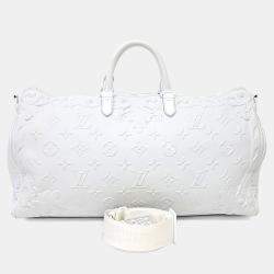 مملوكة مسبقًا Louis Vuitton White Leather Ornament Keepall 50