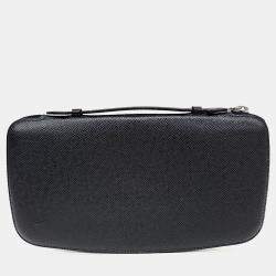 Pre Owned Louis Vuitton Taiga Organizer Atul Black Leather Bag