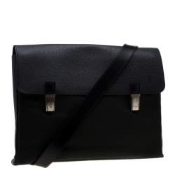 Louis Vuitton Black Fabric and Taiga Leather Saratov GM Messenger Bag