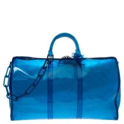 Louis Vuitton Blue Monogram Prism Keepall Bandouliere 50 Bag Louis