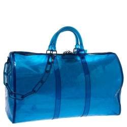 Louis Vuitton Blue Monogram Prism Keepall Bandouliere 50 Bag